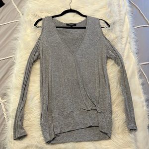 Olivaceous cut out shoulder long sleeve shirt size large